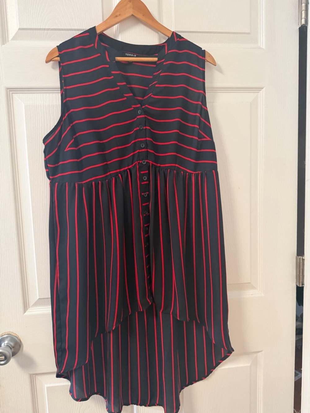 torrid Navy Tunic with Red Pinstripes